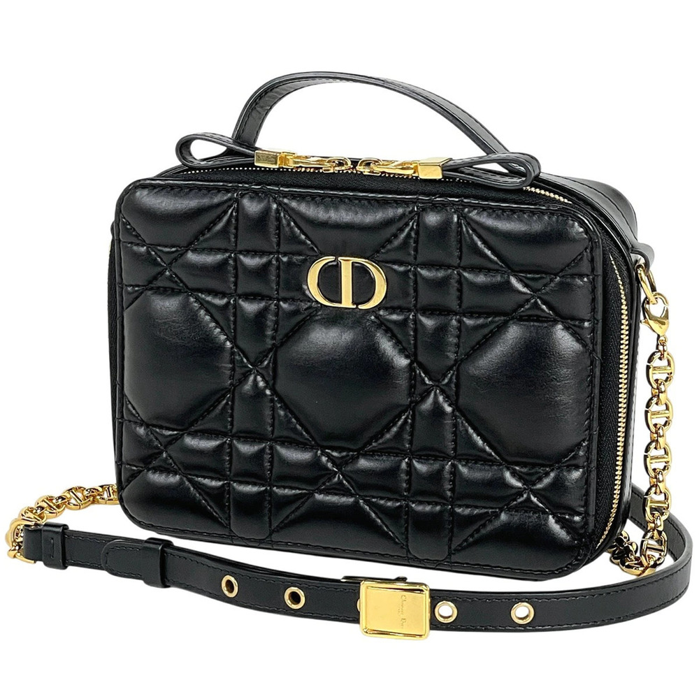 Christian Dior top handle handbag Cannage shoulder bag leather black